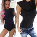 2016 Summer Petal Sleeve Sexy Club Bodycon Rompers Womens Jumpsuit Bodysuit Freeshipping