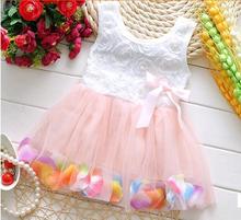 Free Shipping 2016 Summer New Cotton Baby Infant Fairy Tale Petals Colorful Dress Chiffon Princess Newborn Baby Dresses Gift