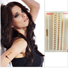 2015Taty New Design Flash Tattoo Removable Waterproof Gold Tattoo Metallic Temporary Tattoo Stickers Temporary Body Art Tatoo