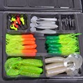 35pcs Soft Worm Bait Lures 10pcs Lead Jig Head Hooks Combination Set Simulation Suite Carp Fishing