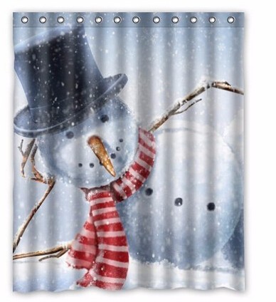 Fabulous Store Custom Merry Christmas Sleepy Snowman Waterproof fabric Shower Curtain