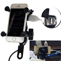 New 12V Bicycle Motorcycle Phone GPS Stand Holder USB Charger Power Outlet Socket For 3 5