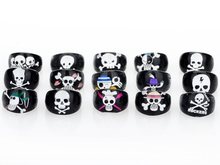Wholesale Lots 20pcs Black Resin Lucite Skull Pattern Kid Children Rings Jewelry Cheap Rings Jewelry Free