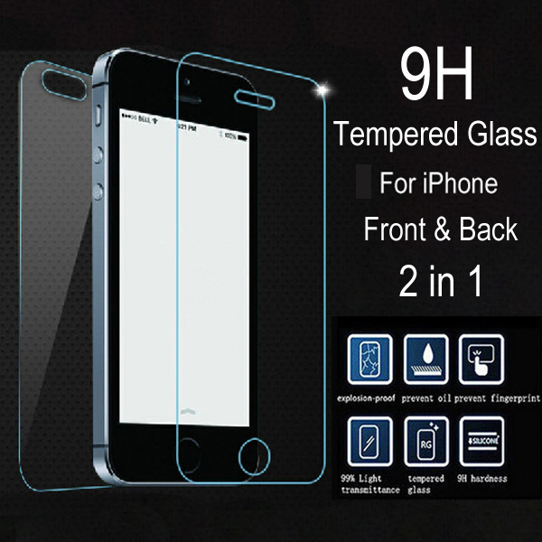 2 pcs lot Front Back Premium Tempered Glass for iPhone 5s 5c 5 Anti scratch 0