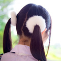 korean fashion rabbit fur pom pom elastic Hair bands headbands for women girls kids ponytail holder