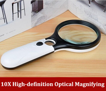 NEW 10 times high-definition optical reading lamp magnifying ,Handheld with lamp magnifying glass