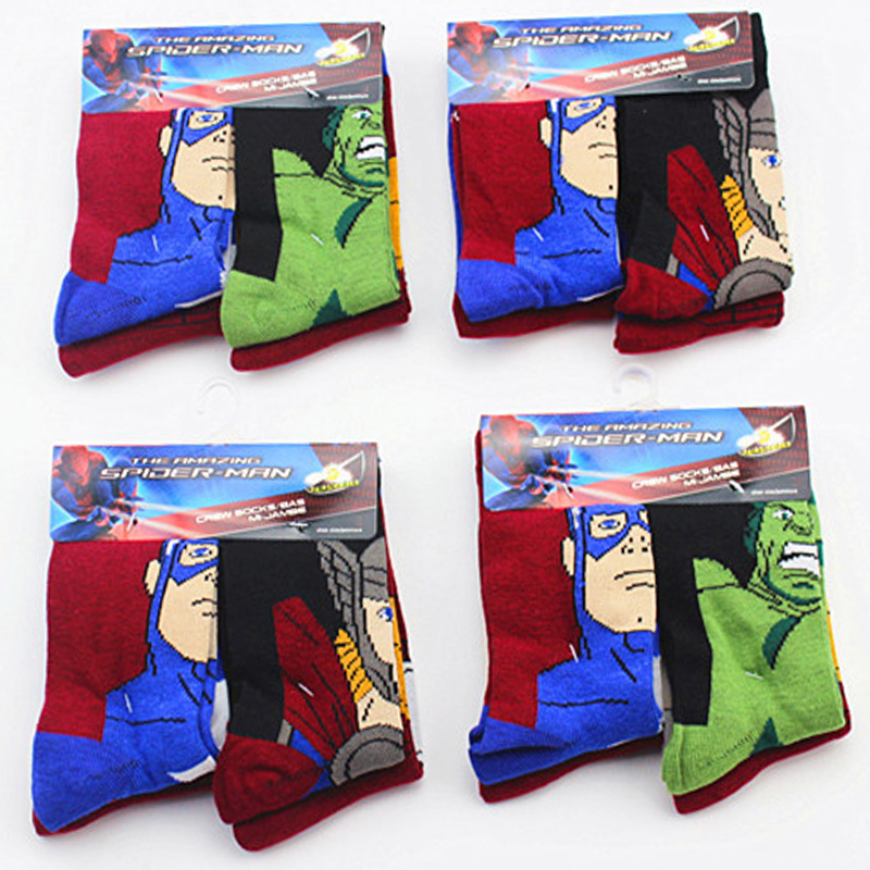 4 pairs/lot Iron ManThor Hulk Captain America classical Cartoon small size socks high quality cotton socks for little human 106w