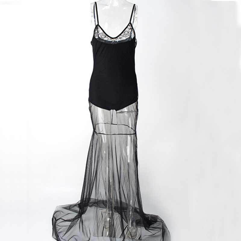 Mesh low cut halter dress