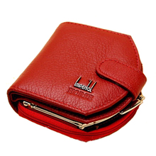 2015 Genuine Cowhide Brand Women Wallet Short Design Lady Purse Mini Clutch Wallet Leather cartera High Quality