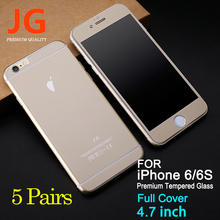 JG 5 pairs/lot Front + Back Color Tempered Glass Full Screen Protector Glass Film for Iphone 6S 6 Anti Shatter Glass 4.7 inch