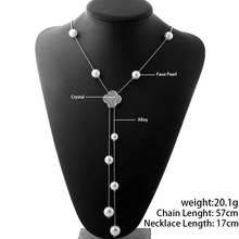 Simulated Pearl Flower Long Necklaces Pendants Crystal collier Flower Maxi collares colar Jewelry kolye Statement Necklace