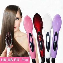 Hot Electric Hair Straightener Comb LCD Iron Brush Auto Hair Massager Tool