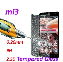 0.26mm Tempered Glass screen protector phone bags 9H Tempered 2.5D Glass cases protective film For xiaomi mi3 M3