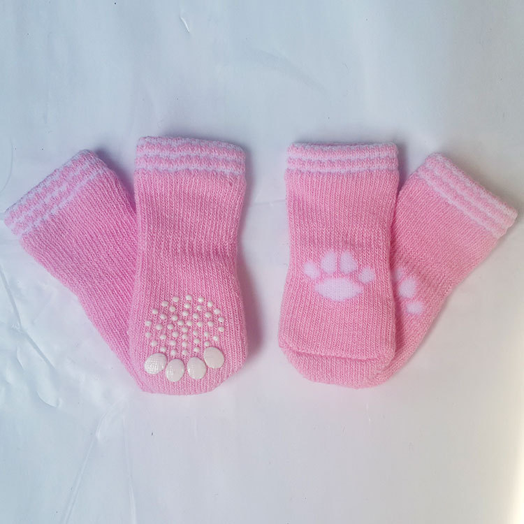 2015 Hot Sale Socks for Dogs 100 Cotton dog footprints Pet shoes with Bottom Non slippery