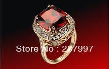 wholesale -Xmas 6 kt rose gold ruby crystal diamond ladies ring