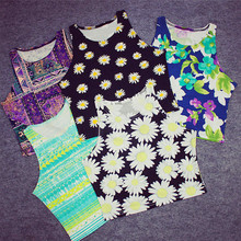 2015 Women crop top daisies American original Nation Gradient floral pop Thailand summer style 3D Stripe