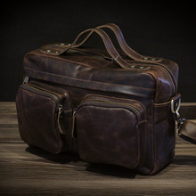 100 Handmade Crazy Horse Genuine Leather Men Messenger Bags High Quality Vintage Fashion Men s Leather