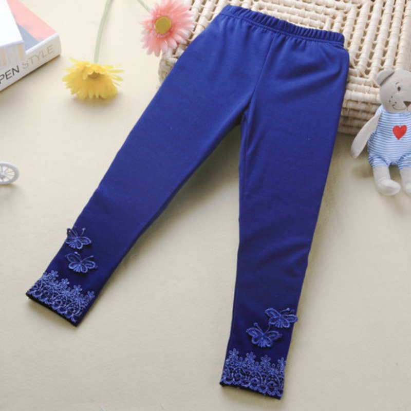Kid Baby Butterfly Lace Warm Pants Girl Stretchy  Toddler Tight Leggings Trousers U67