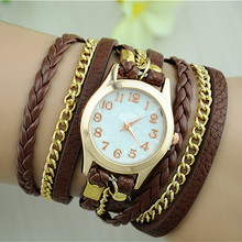 Leather Strap Quartz Watches Gold Fashion Leather Bracelet Women Dress Watches Reloj Mujer 2015 Hot Sale