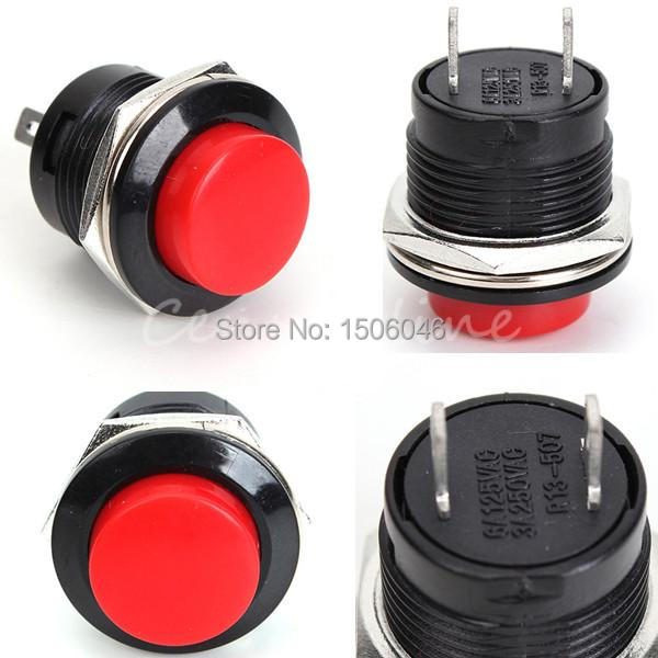 5pcs lot Push Button Switch 3A 250V off on 1 Circuit Non locking Momentary 2 Colors