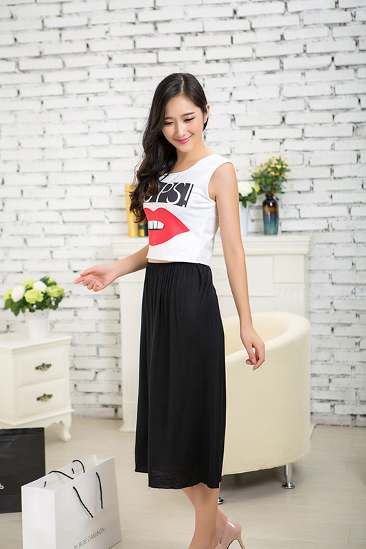 Description Picture 5 of itemWoman Half Slips Modal Solid Skirt Petticoat Knee Length dress Lady Underskirts Vestidos Summer Cheap Skirts Underdress Summer