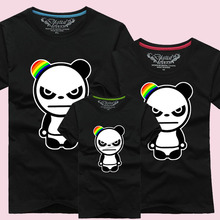 Father Mother Boy Girl Lovers Matching Cotton T Shirt Kids Panda Print Short Tee Men Women T-shirt Children Tops Family Clothing