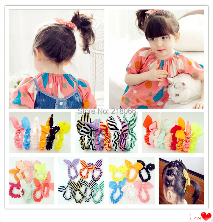 156 New baby headband bunny ears 502 Mini Small Bunny Rabbit Ears Headband Hair Rope Rubber Bands Baby   