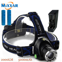 ZK30 Cree XM L T6 2000LM Led Headlamp Head Light Adjustable Focus Rechargeable For Camping 2