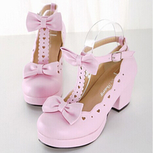 Lolita high heels white pink black cosplay shoes sweet cute girl shoes