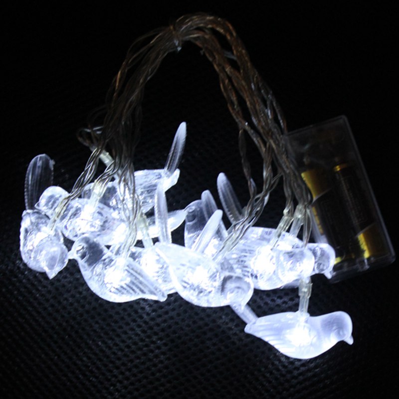 2.5M Little Bird Shaped 10-LED String Fairy Light Festival Lamp White Light hv3n