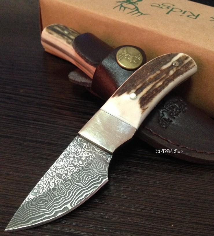 Free Shipping Browning Antlers Full Tang Damascus Hunting Knife Camping Fishing Survival Outdoor knives