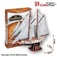 Goleta de dos mástiles de CubicFun 3D educativo de papel y EPS modelo Papercraft adorno casero para el regalo navidad