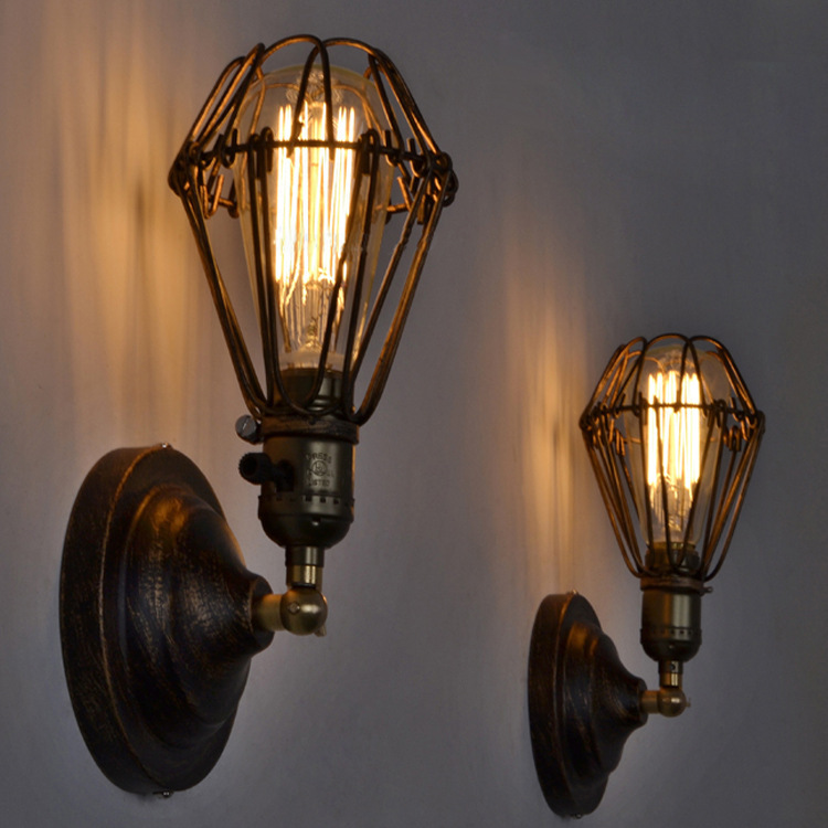 Iron black cage creative pendant lights vintage restaurant lamp bedroom dining room pendant light foyer pendant lamps