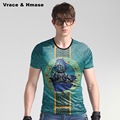European style horses pattern fashion big size Blue t shirt Summer new arrival ice silk skin