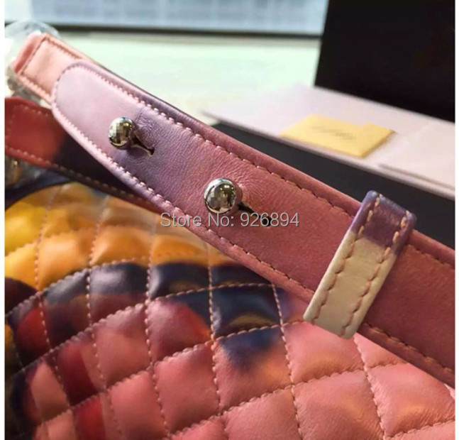 New Design Famous Brand LOGO Graffiti Colorful Genuine Leather