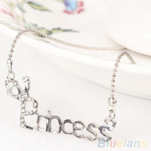 Fashion Crystal Words Letters With Crown Clavicle Chain Pendant Necklace Jewelry 2MNV 3ANX