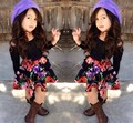 2016 Spring Summer New fashion Childre s Clothing Set Girls Strapless Long Sleeve T shirt Floral