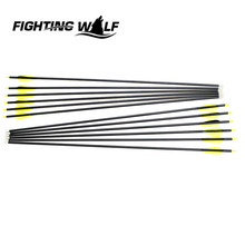 12pcs/Lot 80CM 31.7″ Yellow Archery Fletched Hunter Arrows Fiberglass Practice Steel Arrow Head for Sport Practice Shooting