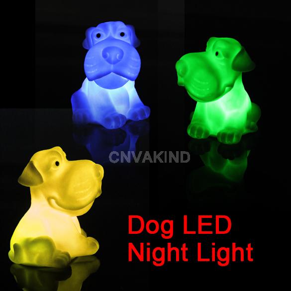#Cu3 Colorful Christmas Wedding Lamp LED 7 Color Changing Dog Night Sleep Light