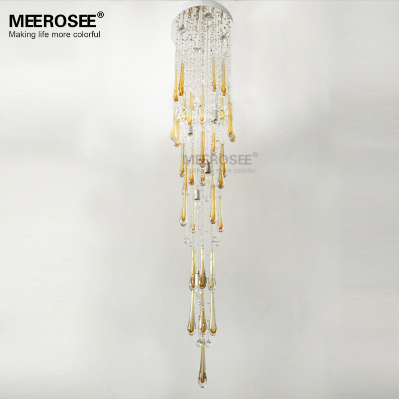 MD2214  Modern lighting fixture long crystal chandelier lamp stairs light (2)