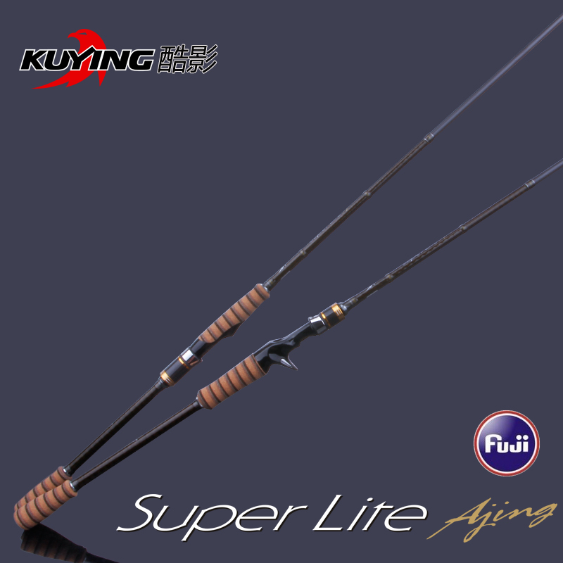 KUYING Surper Lite Lure Casting Spinning Fishing Rod Pole With FUJI Guide Rings Seat Solid Hollow Tip Rod Free Shipping