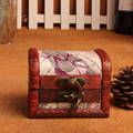 Antique Wooden Jewelry Treasure Chest Box Storage Boxes Retro Nostalgia Classical Western Style Wooden Box