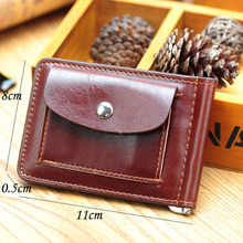 2014 New Arrival Men Slim Money Clip Black PU Leather Billfold Clamp For Money With Card Hold Luxury Men Wallets