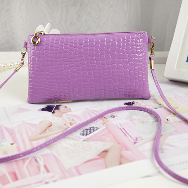 New Women Artificial Leather Handbags Bright Crocodile Pattern