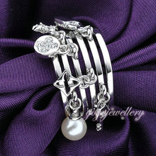 2015 New Arrival Fashion Key Ring pear and Lock adorns antique silver rings cuff for female