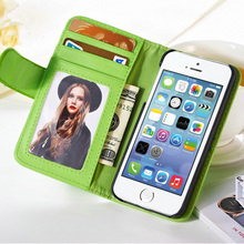 Hot Wallet Flip PU Leather Case For Apple iPhone 4 4S 4G Magnetic Case with Photo