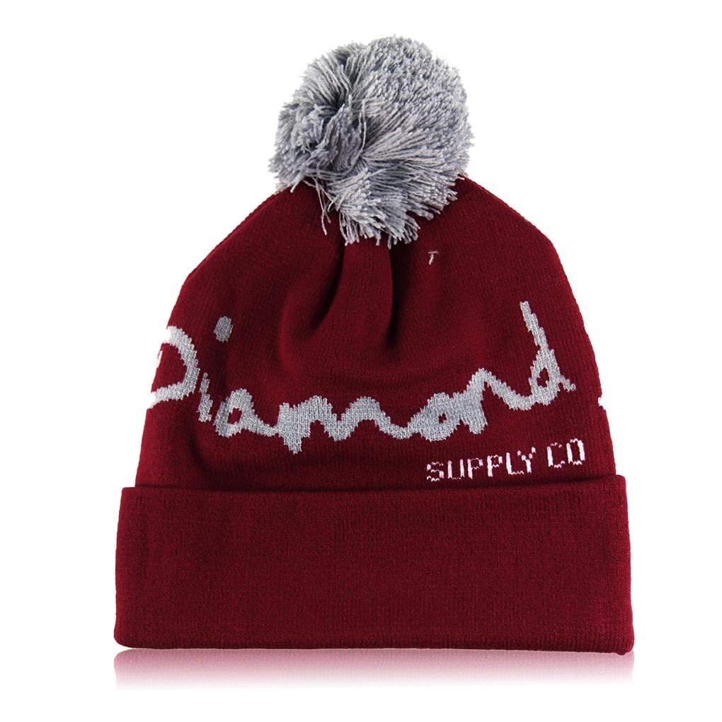 DIAMOND pattern male ladies jacquard wool cap on the ball unisex Hip Hop beanie Hat