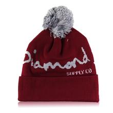 DIAMOND pattern male ladies jacquard wool cap on the ball unisex Hip Hop beanie Hat Autumn Winter knit Cotton Cap