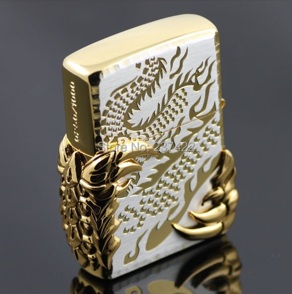 Free shipping Hot sale lighters men attached birthday present Blue Ice Tribal Dragon lighter