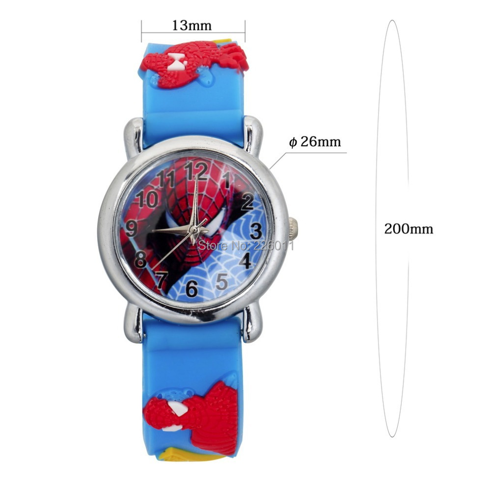 1Pcs Dark Blue Spiderman Wrist Watch 3D Cartoon Silicone Childrens Boys Sports Cool Quartz Casual Watch
